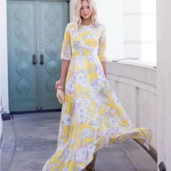 Yumi Kim Yellow and White Floral Maxi Sundress - Picture 1 of 13